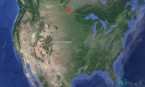 Vị trí đặt tổ hợp Stanley R. Mickelsen gần biên giới Mỹ - Canada. Đồ họa: Google Earth.
